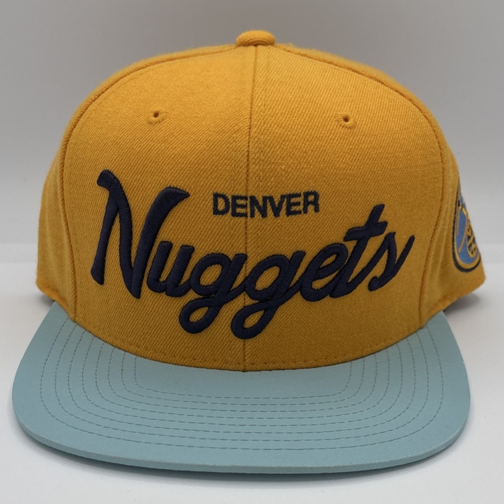 Mitchell & Ness Denver Nuggets NBA Hat Yellow Blue Basketball SnapBack Wool Blen